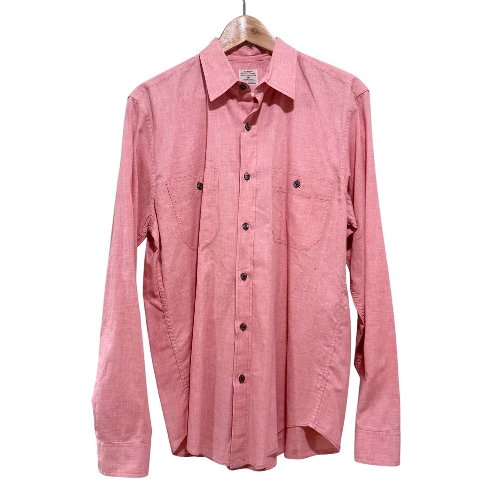 J. Crew Workshirt Mens Medium Pink Excellent Long Sleeve Cotton Button Down